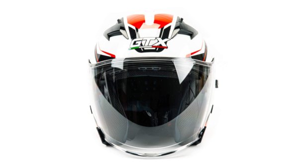 Шлем мото открытый GTX 278 #3 (S) WHITE/RED BLACK (2 визора)